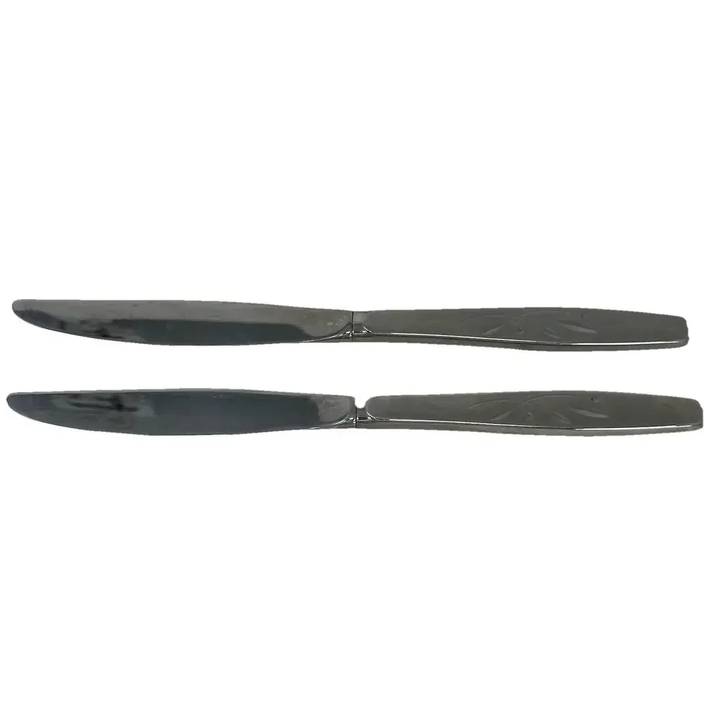 Two Oneida Will O' Wisp Cube Stainless Dinner Knives 9” Flatware